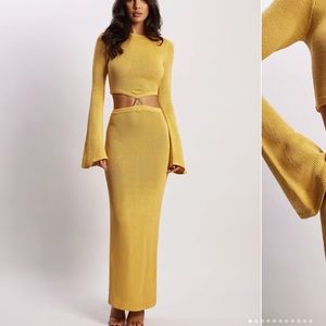 Meshki Anna Flare Sleeve Knit Dress - Yellow